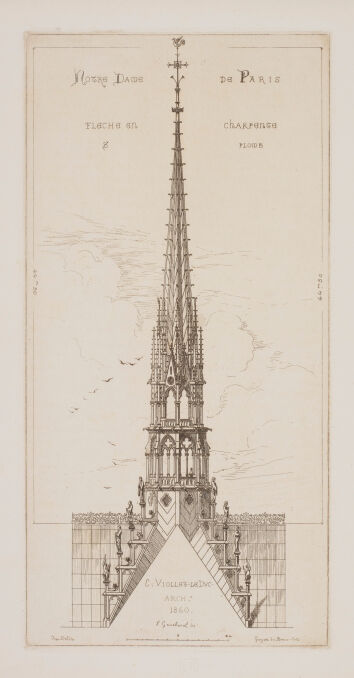 Notre-Dame, iglica 1860, akwaforta.