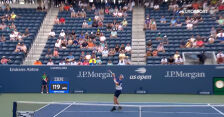 Ładna akcja wygrana przez Murraya w 3. gemie 1. seta meczu 1. rundy US Open