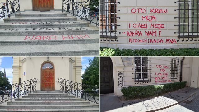   Inscriptions on church buildings." Vandalism and barbarism "